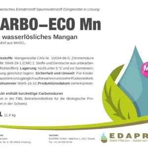 Engrais foliaire au manganèse d’EDAPRO – étiquette recto avec les teneurs en éléments nutritifs