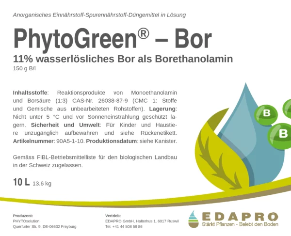PhytoGreen Bor – label, front