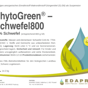 Engrais foliaire au soufre d’EDAPRO – étiquette recto avec les teneurs en éléments nutritifs