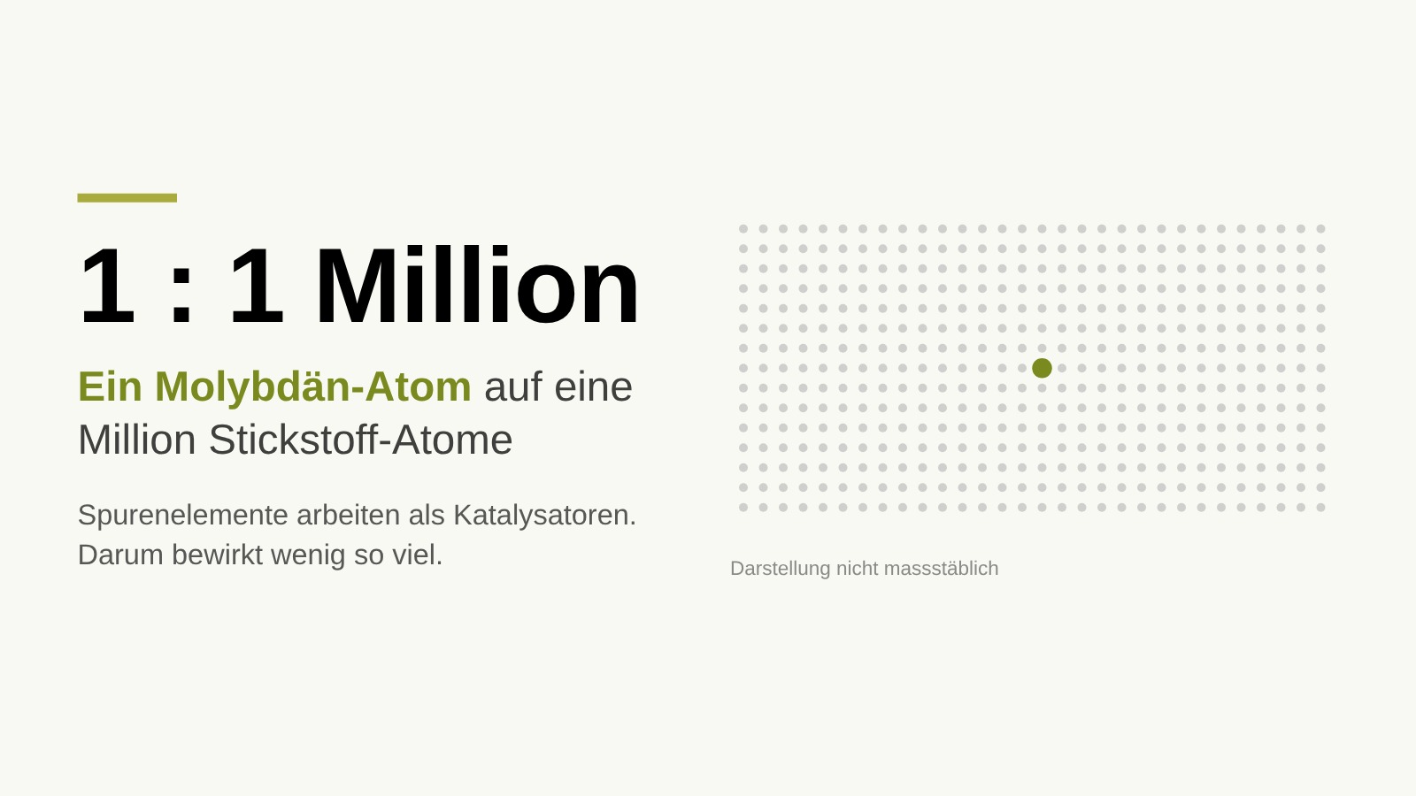 Grafik: ein Molybdän-Atom auf eine Million Stickstoff-Atome